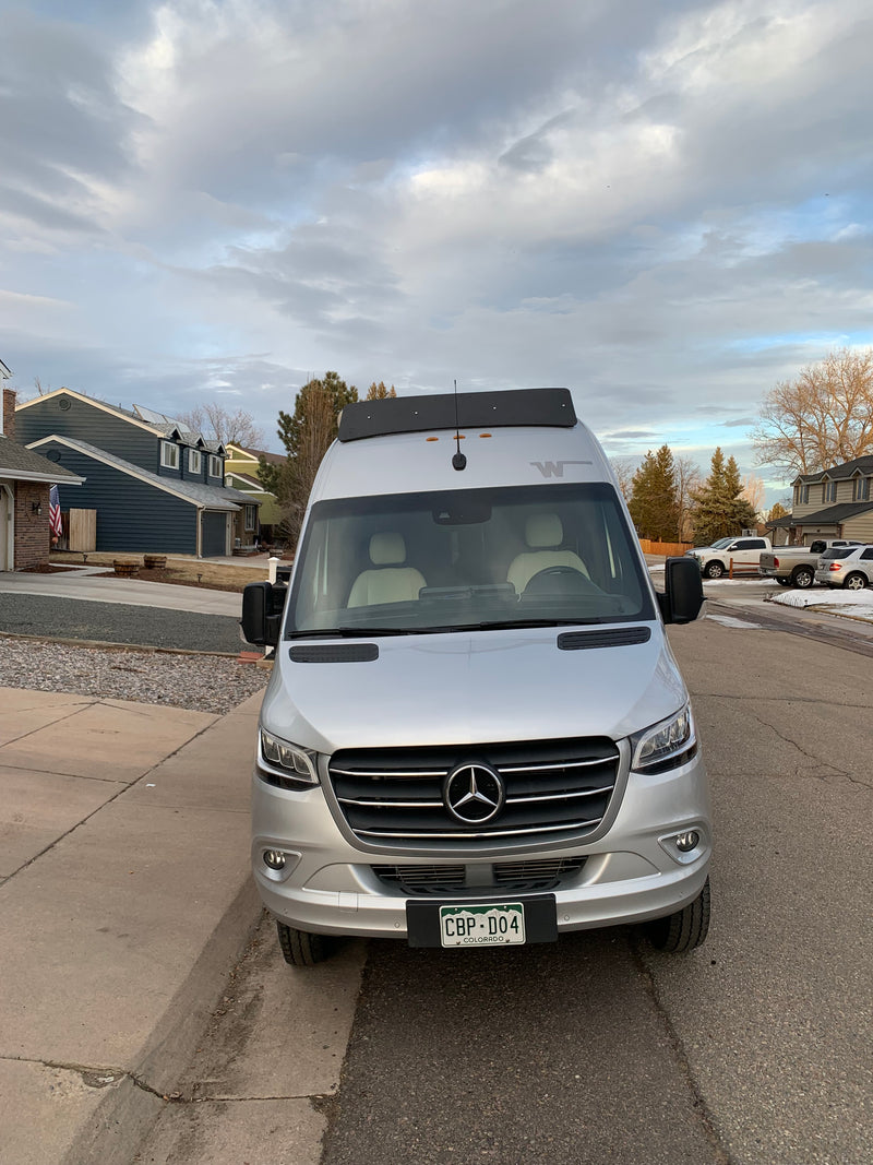Mercedes Sprinter Winnebago with a 56" x 12" wind deflector with a reverse smile 