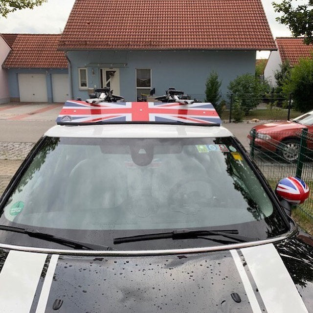 Custom fairing for a Mini Cooper, British flag wrap